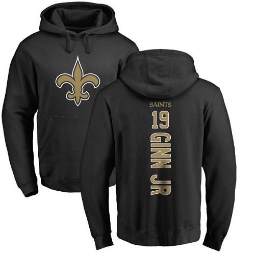 Men New Orleans Saints Black Ted Ginn Jr Backer NFL Football #19 Pullover Hoodie Sweatshirts->new orleans saints->NFL Jersey